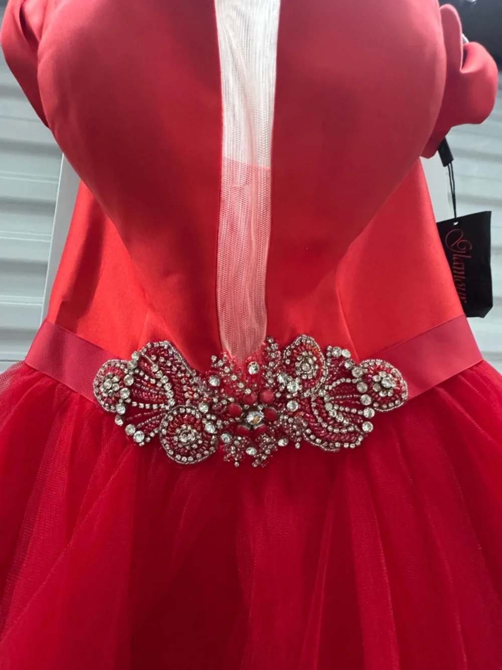 Glamour by Terani Red High-Low Tulle Gown – Size 6 - Picture 5 of 13